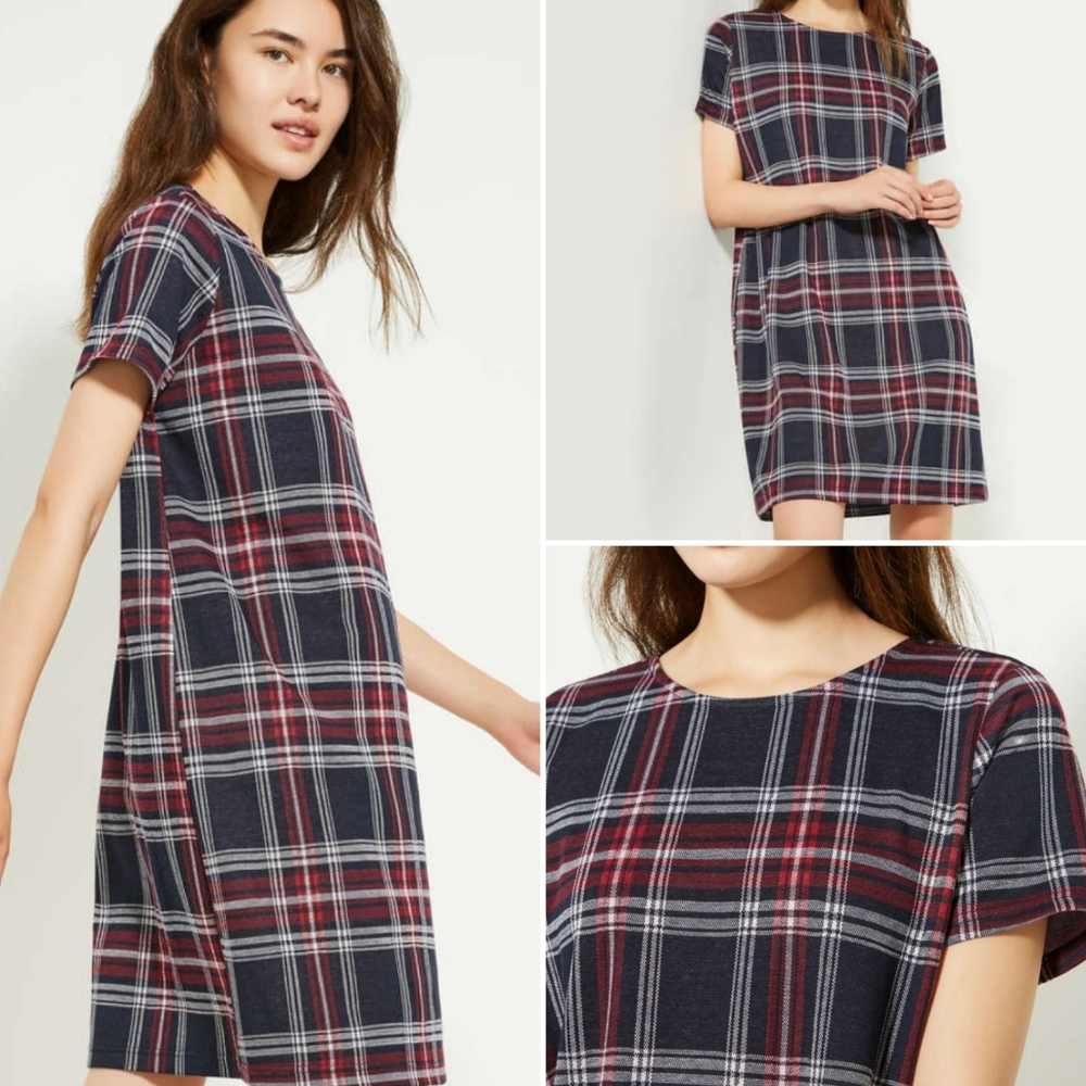 3/25$ Joe Fresh Plaid Dress Tee Dress NWOT XS S M